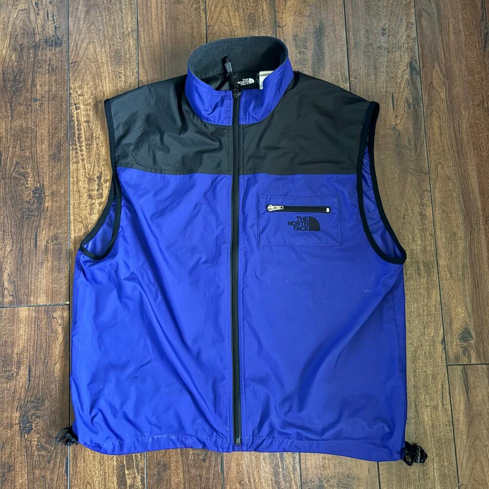North Face Jacket Vest Mens L Blue Outdoors Hiking Water Resistant Full Zip